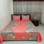 Luxury Twill Cotton Bedsheet – King Size – 3Pecs – Flora Pink Tickle
