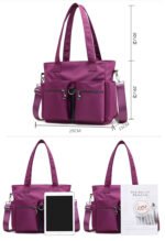 Women Casual Large Capacity Waterproof Oxford Cloth Bag(Purple) - Image 4