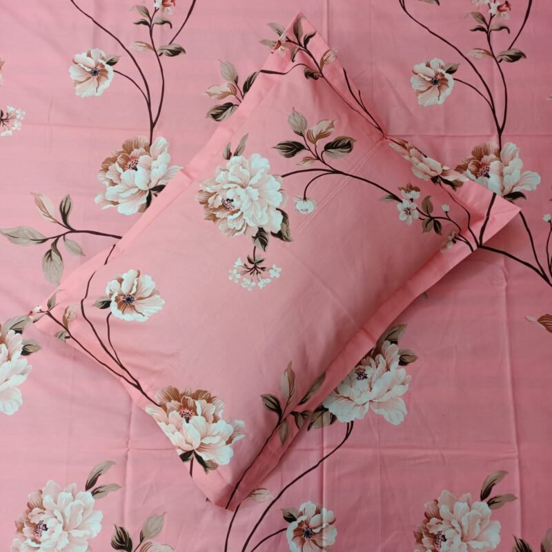 Luxury Twill Cotton Bedsheet – King Size – 3Pecs Set – Lota Pink - Image 2