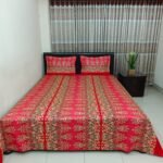 Luxury Twill Cotton Bedsheet – King Size – 3Pecs – Red Nokshi