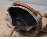 New Portable Nylon Cloth with Cowhide Shoulder Bag(Grey) - Image 3