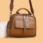High end ladies' handbag multi-layer large capacity commuting bag(Brown) - Image 4