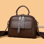 High end ladies' handbag multi-layer large capacity commuting bag(Coffee)