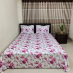 Luxury Twill Cotton Bedsheet – White Rose