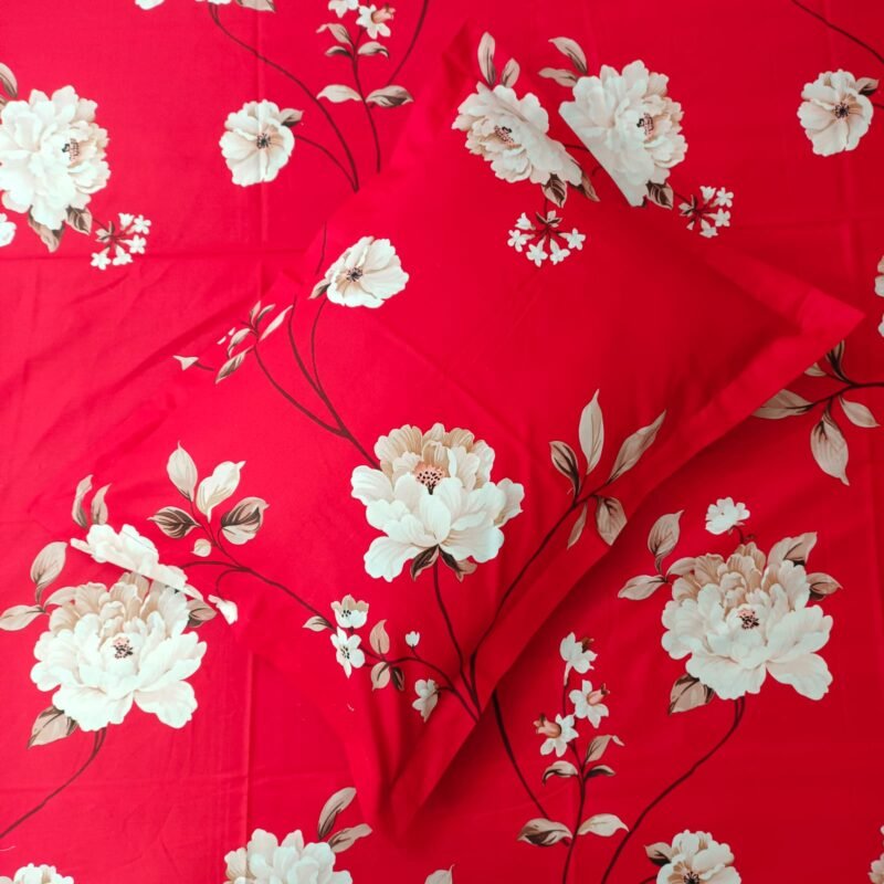 Luxury Twill Cotton Bedsheet – King Size – Lota Red - Image 4