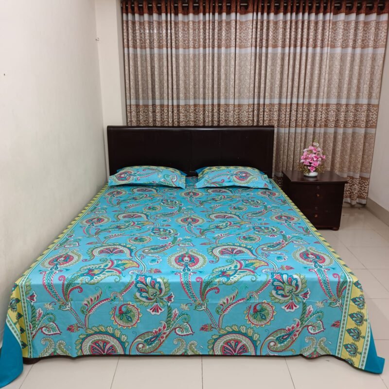 Luxury Twill Cotton Bedsheet – King Size – 3Pecs – Firoza Kolka - Image 4