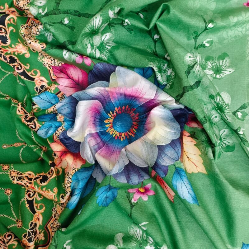 Luxury Twill Cotton Bedsheet – King Size – 3Pecs – Gree Flora - Image 3