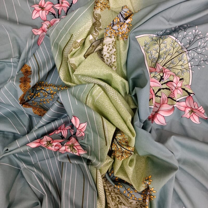 30/30 Count Luxury Exclusive Bedsheet – King Size – 3 Pecs Set – Happy Olive - Image 4