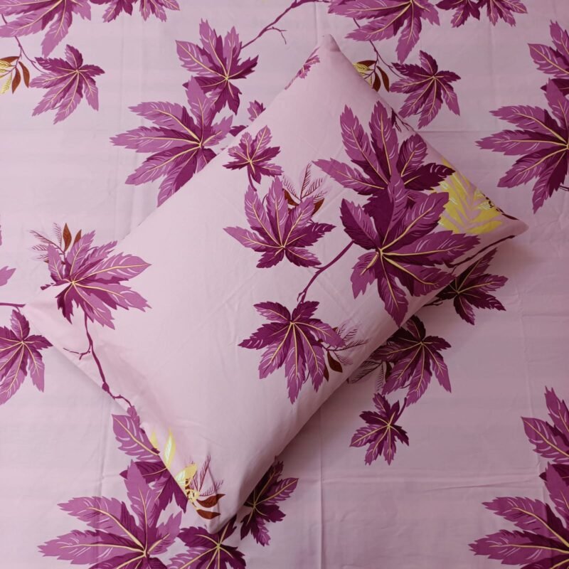 30/30 Count Luxury Exclusive Bedsheet – King Size – 3 Pecs Set – Pink Leaf - Image 2