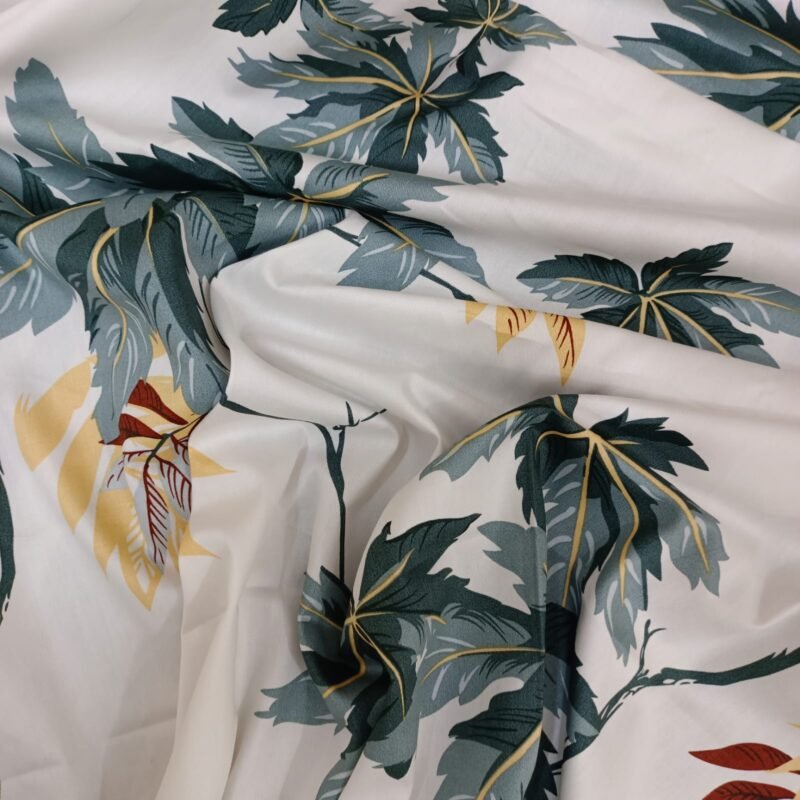 30/30 Count Luxury Exclusive Bedsheet – King Size – 4 Pecs Set – White Leaf - Image 4