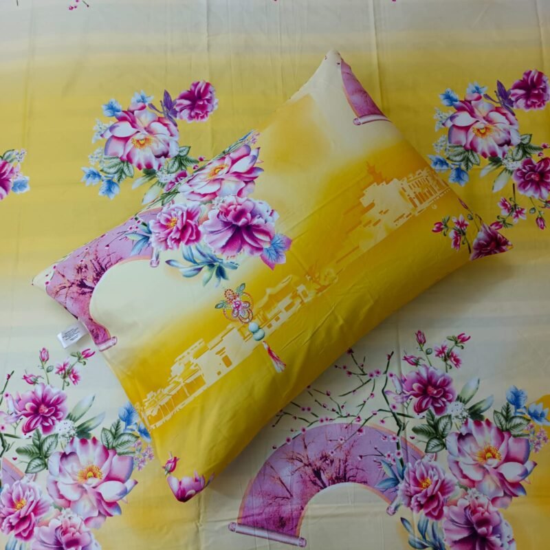 30/30 Count Luxury Exclusive Bedsheet – King Size – 3 Pecs Set – Bright Yellow - Image 3