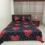 Luxury Twill Cotton Bedsheet – King Size – 3Pecs Set – Red Heart