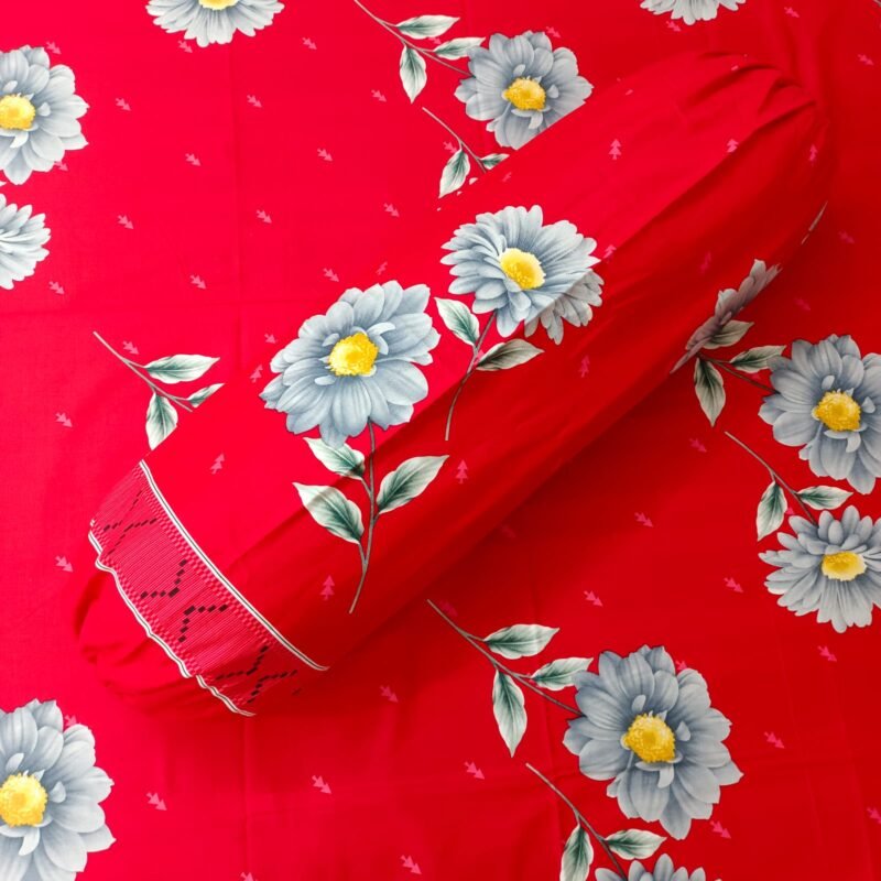 Luxury Twill Cotton Bedsheet – King Size – 3Pecs – Happy Red Megenta - Image 2