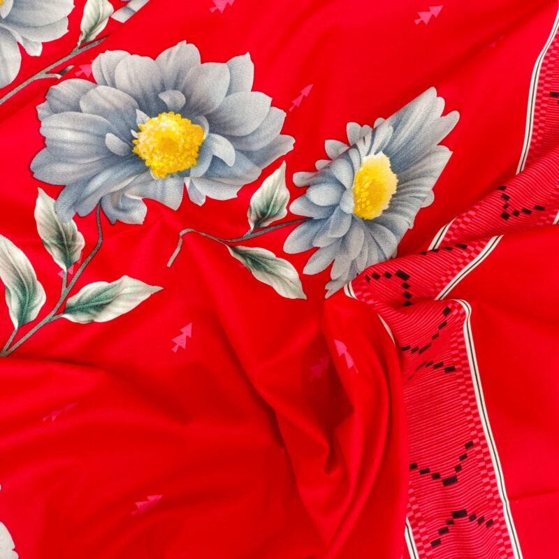 Luxury Twill Cotton Bedsheet – King Size – 3Pecs – Happy Red Megenta - Image 4