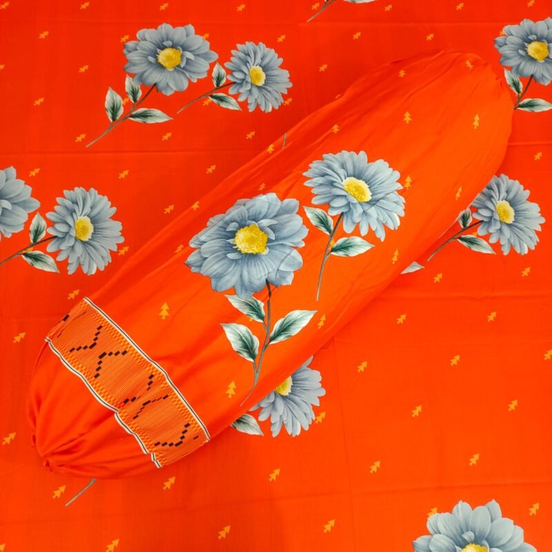 Luxury Twill Cotton Bedsheet – King Size – 3Pecs – Happy Orange - Image 4