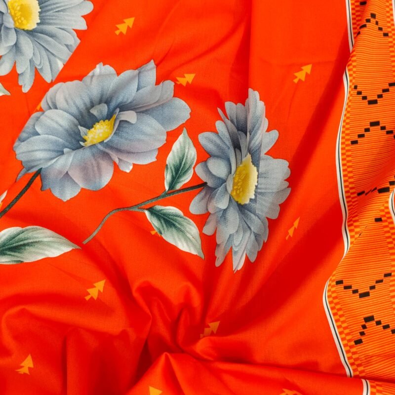 Luxury Twill Cotton Bedsheet – King Size – 3Pecs – Happy Orange - Image 3