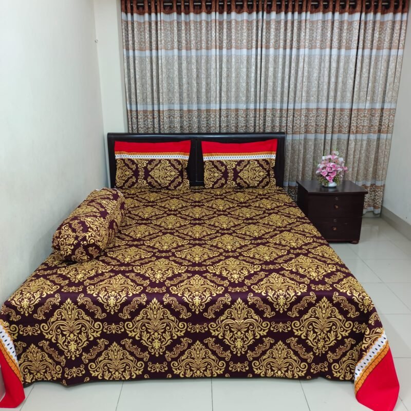 Luxury Twill Cotton Bedsheet – King Size – 3Pecs – Coffee Gold - Image 2