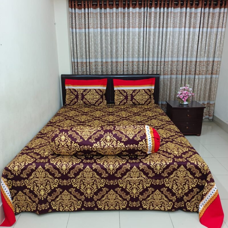 Luxury Twill Cotton Bedsheet – King Size – 3Pecs – Coffee Gold - Image 3