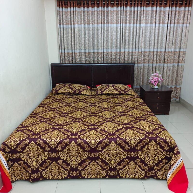 Luxury Twill Cotton Bedsheet – King Size – 3Pecs – Coffee Gold - Image 4