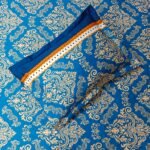 Luxury Twill Cotton Bedsheet – King Size – 3Pecs – Blue Gold - Image 3