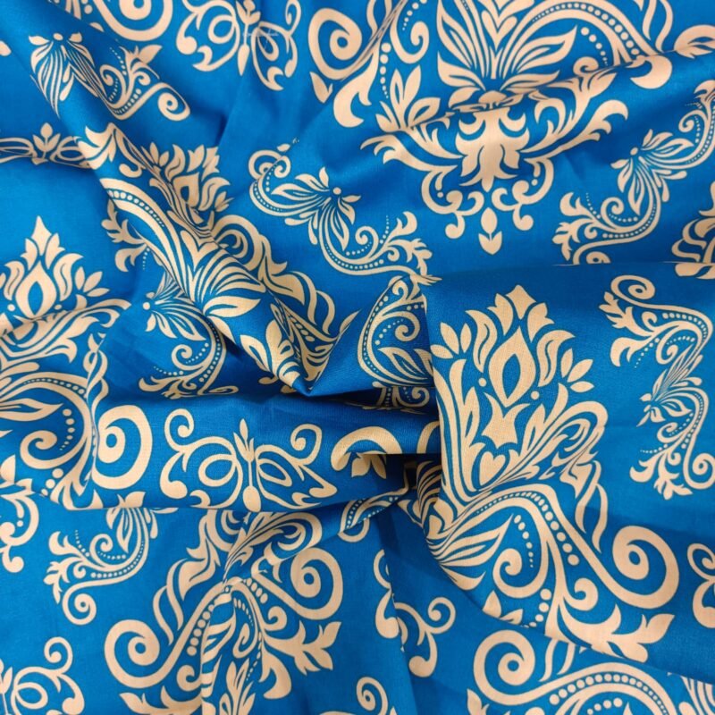 Luxury Twill Cotton Bedsheet – King Size – 3Pecs – Blue Gold - Image 4