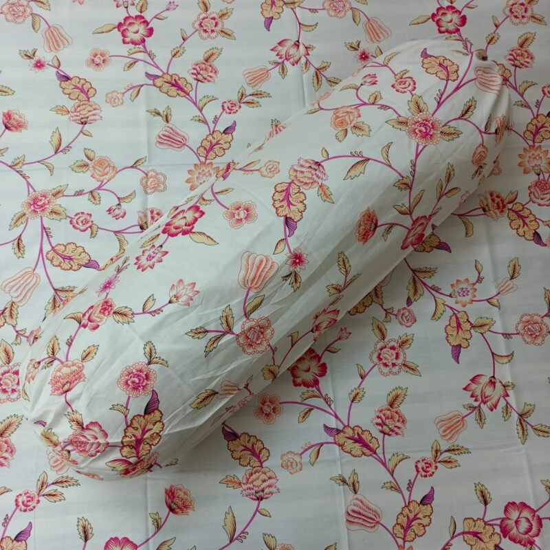 Luxury Twill Cotton Bedsheet – King Size – 3Pecs – Paisley White Flora - Image 2