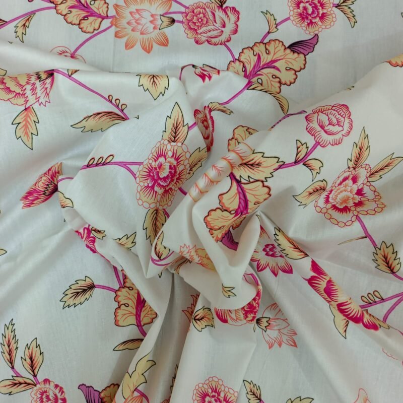 Luxury Twill Cotton Bedsheet – King Size – 3Pecs – Paisley White Flora - Image 4