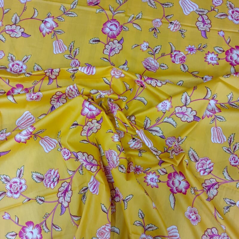 Luxury Twill Cotton Ortha Bedsheet – King Size – 3Pecs – Paisley Yellow Flora - Image 4
