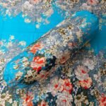 Luxury Twill Cotton Bedsheet – King Size – 3Pecs – Flora Sky - Image 2