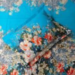 Luxury Twill Cotton Bedsheet – King Size – 3Pecs – Flora Sky - Image 3