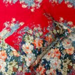 Luxury Twill Cotton Bedsheet – King Size – 3Pecs – Flora Red - Image 3