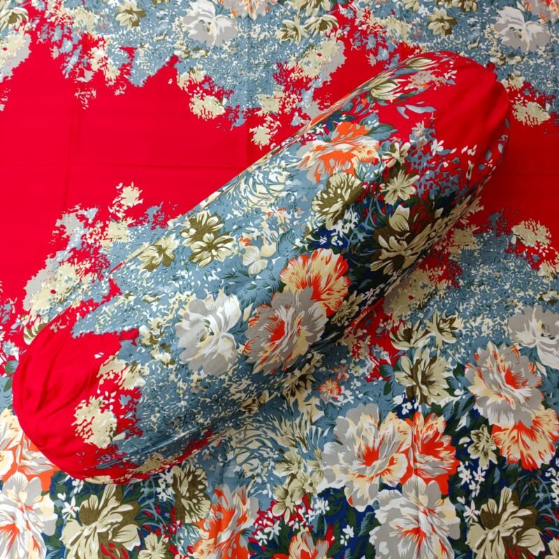 Luxury Twill Cotton Bedsheet – King Size – 3Pecs – Flora Red - Image 2