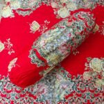 Luxury Twill Cotton Bedsheet – King Size – 3Pecs – Flora Red Candy - Image 2