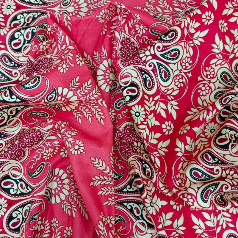 Luxury Twill Cotton Bedsheet – King Size – 3Pecs – Red Nokshi - Image 4