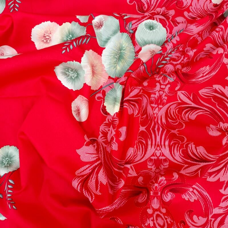 Luxury Twill Cotton Bedsheet – King Size – 3Pecs – Red Snow - Image 3