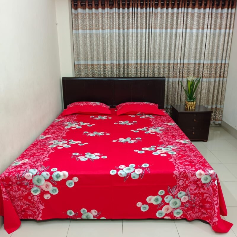 Luxury Twill Cotton Bedsheet – King Size – 3Pecs – Red Snow - Image 4