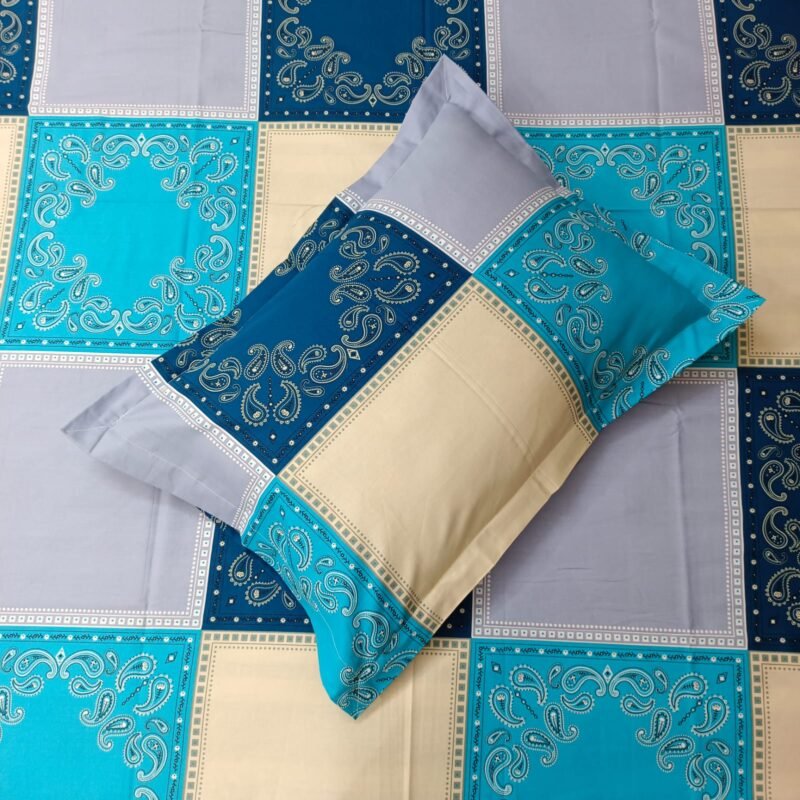 Luxury Twill Cotton Bedsheet – King Size – 3Pecs – Blue Box - Image 3