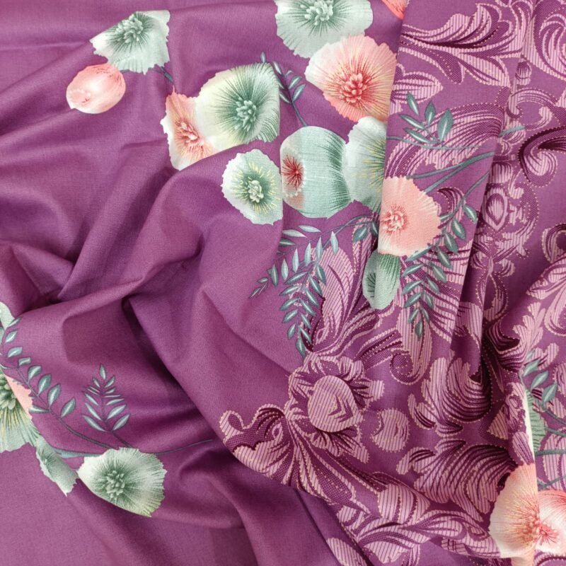 Luxury Twill Cotton Bedsheet – King Size – 3Pecs – Purple Snow - Image 4