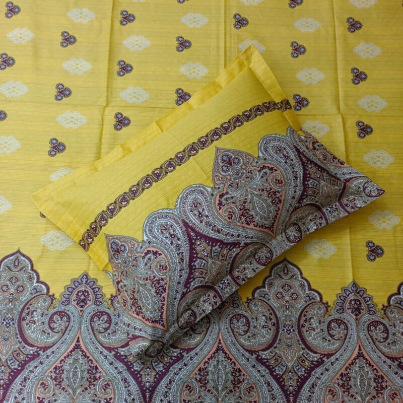 Luxury Twill Cotton Bedsheet – King Size – 3Pecs – Daman Yellow - Image 2