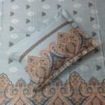 Luxury Twill Cotton Bedsheet – King Size – 3Pecs – Daman Blueash - Image 2