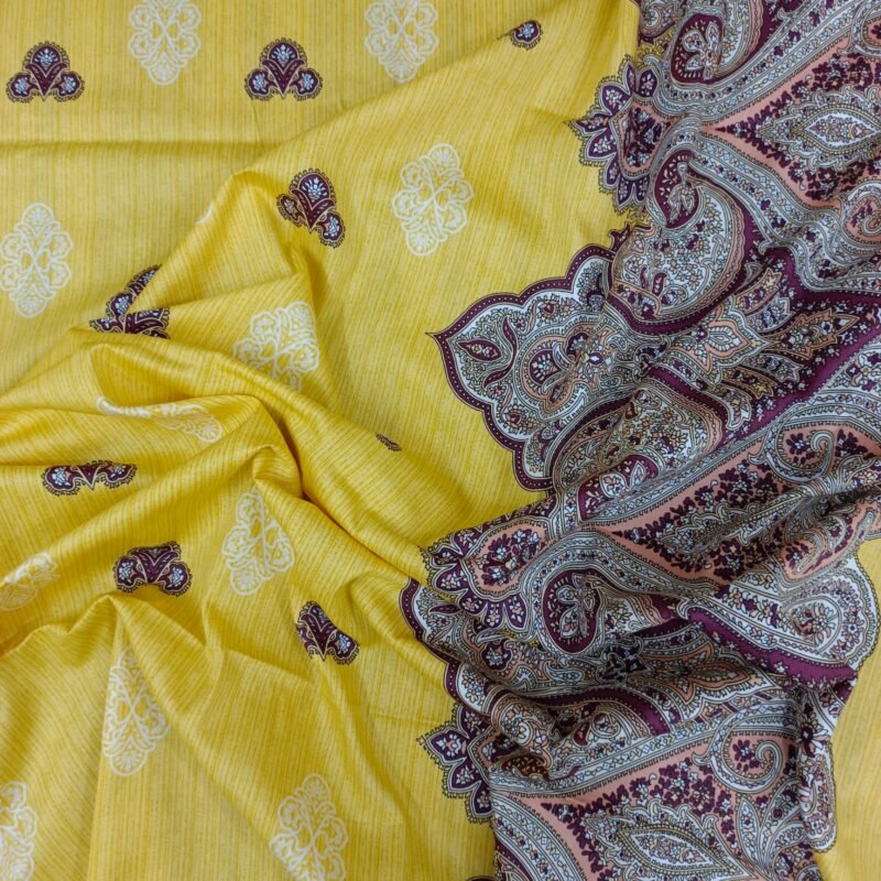 Luxury Twill Cotton Bedsheet – King Size – 3Pecs – Daman Yellow - Image 3