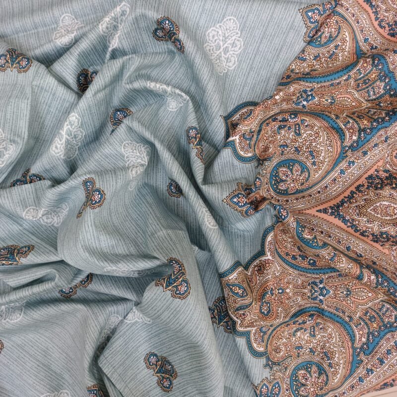 Luxury Twill Cotton Bedsheet – King Size – 3Pecs – Daman Blueash - Image 4
