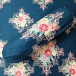 Luxury Twill Cotton Bedsheet – King Size – 3Pecs – Flora Blue - Image 2