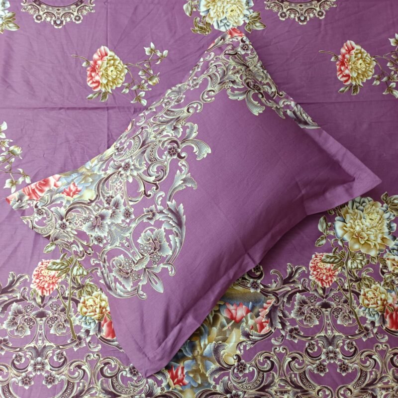 Luxury Twill Cotton Bedsheet – King Size – 3Pecs – Rose Purple - Image 2