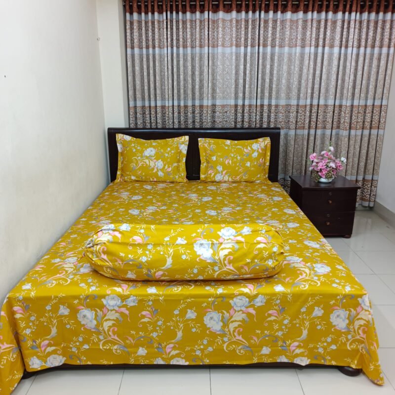 Luxury Twill Cotton Bedsheet – King Size – 3Pecs – King Mustered - Image 3