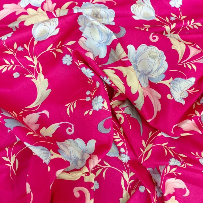 Luxury Twill Cotton Bedsheet – King Size – 3Pecs – Megenta Royel - Image 4
