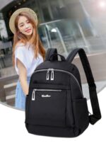Nylon Backpack Durable Waterproof Casual Shoulder Bag (Black Color) - Image 2