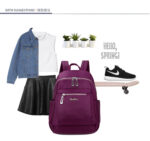 Nylon Backpack Durable Waterproof Casual Shoulder Bag (purple Color) - Image 4