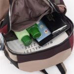 Nylon Backpack Durable Waterproof Casual Shoulder Bag (Wine Red) - Image 4