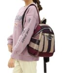 Nylon Backpack Durable Waterproof Casual Shoulder Bag (Wine Red) - Image 5